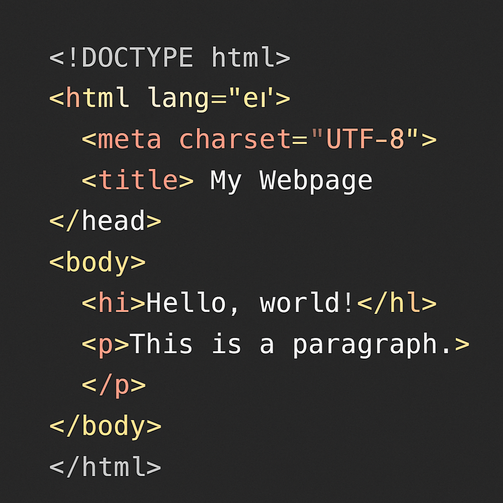HTML code on screen