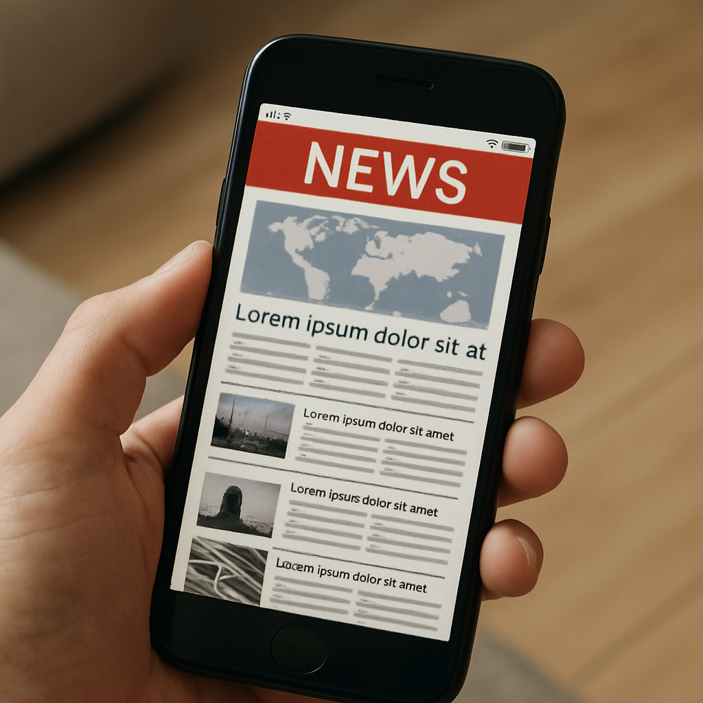 Mobile news website interface
