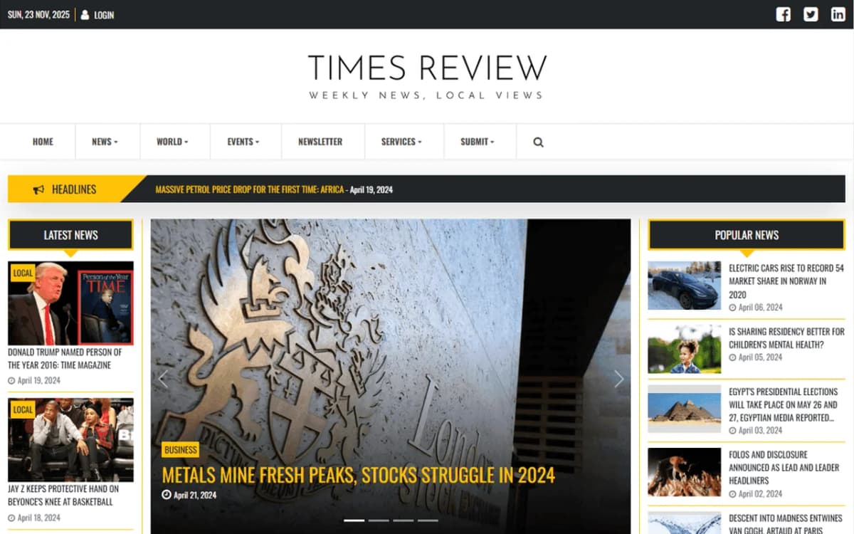 Newspaper Template Example